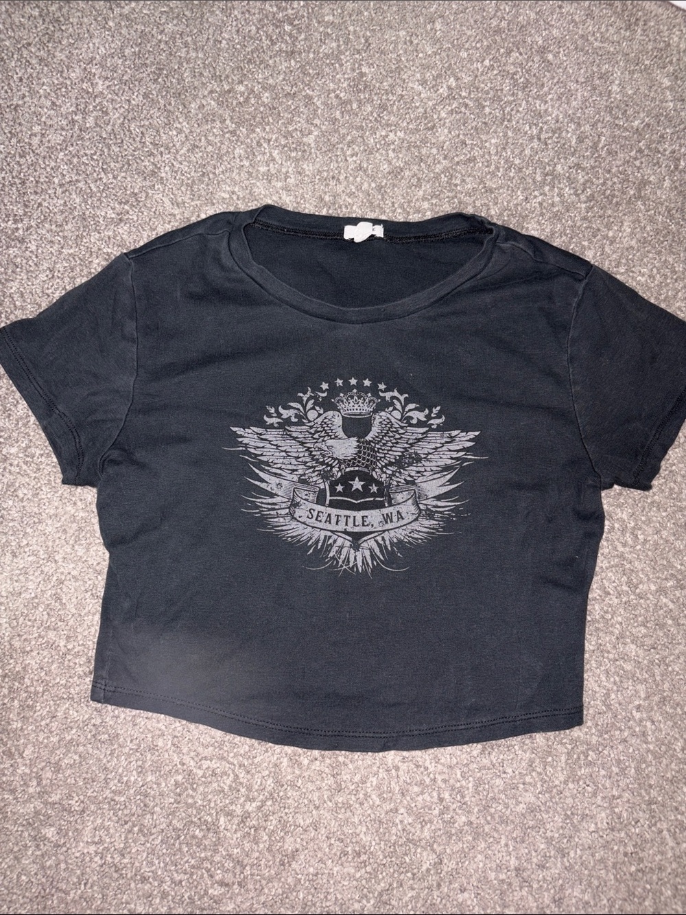 Garage Black Graphic crop top - Seattle Design